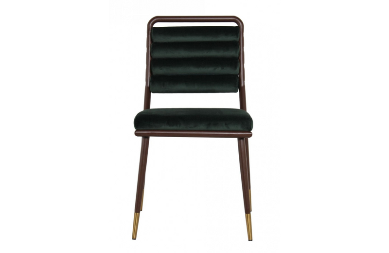 Birk - Modern Dark Green & Walnut Steel Dining Chair