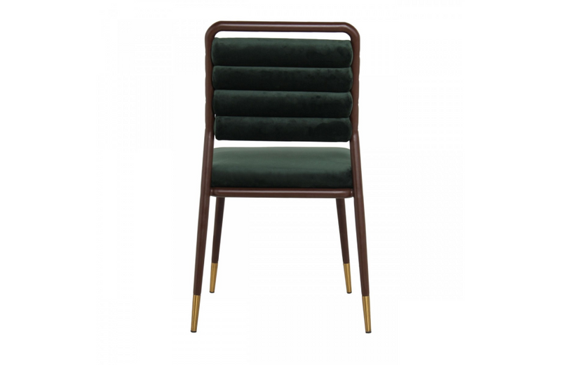 Birk - Modern Dark Green & Walnut Steel Dining Chair