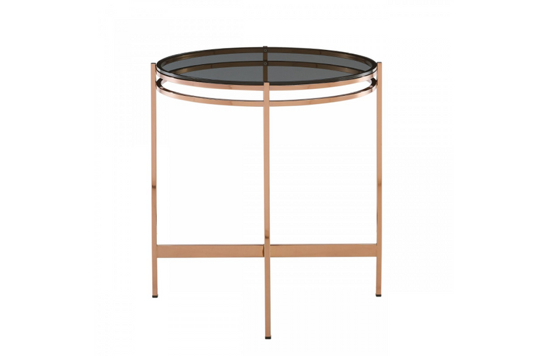 Bloss - Modern Smoked Glass & Rosegold End Table