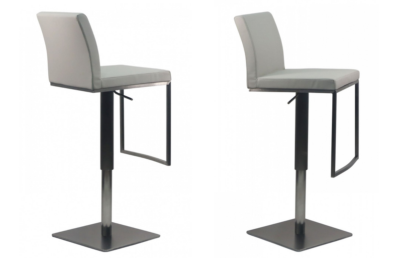 Fullerton - Modern Light Grey & Brushed Stainless Steel Bar Stool