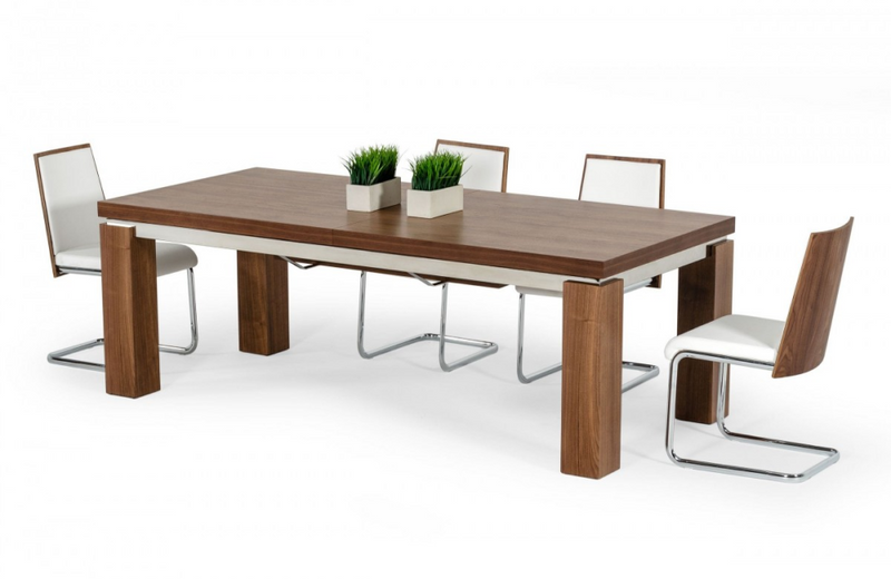 Mesquite - Modern Walnut & Stainless Steel Dining Table