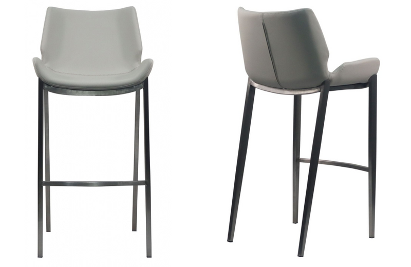 Dana - Modern Grey Leatherette Bar Stool (Set of 2)