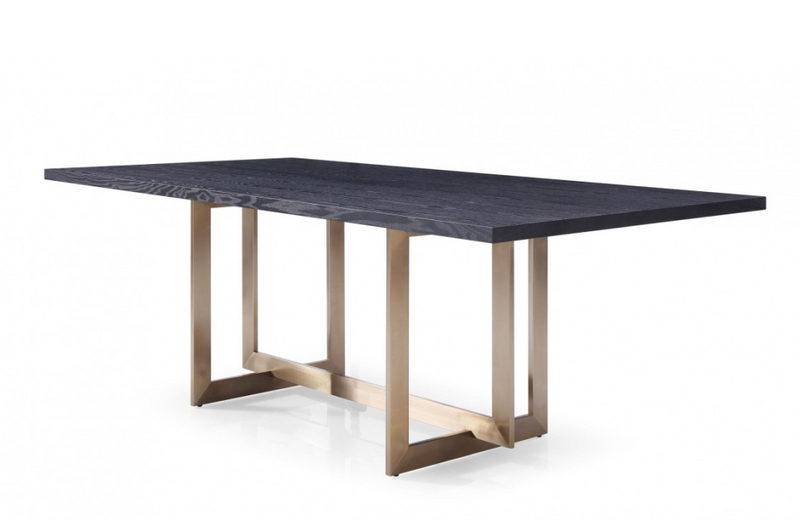 Palm - Modern Black Ash & Brass Dining Table