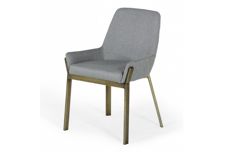 Ohio - Modern Grey & Antique Brass Dining Chair