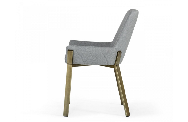 Ohio - Modern Grey & Antique Brass Dining Chair