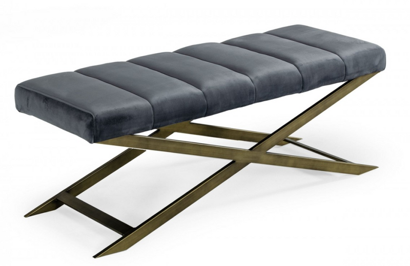 St. Paul - Contemporary Dark Grey & Antique Brass Bench