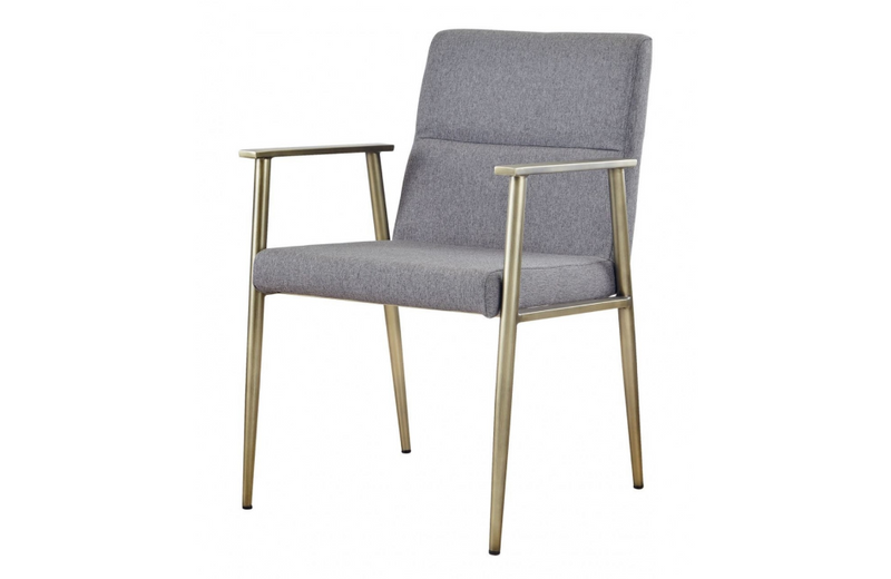 Sabrina - Contemporary Grey & Antique Brass Arm Dining Chair