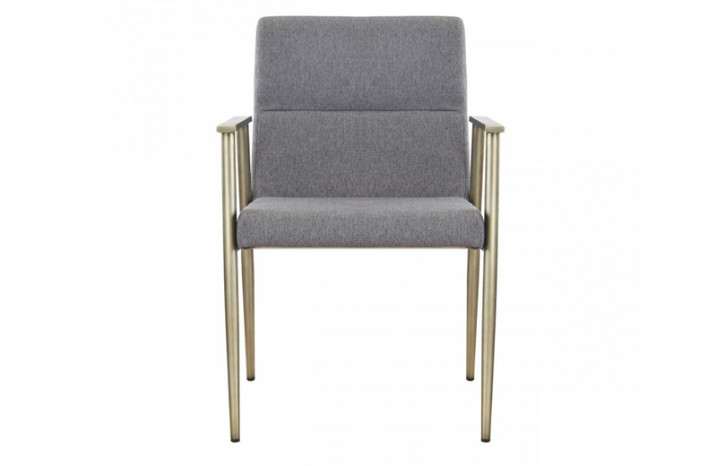 Sabrina - Contemporary Grey & Antique Brass Arm Dining Chair