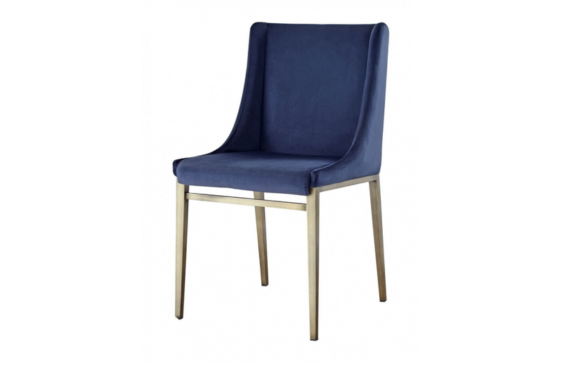 Mobile - Contemporary Blue Velvet & Antique Brass Dining Chair (Set of 2)