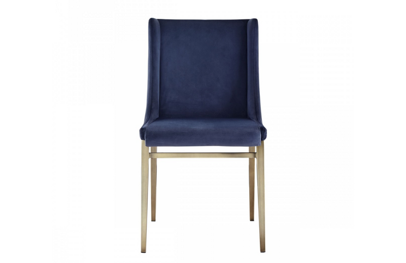 Mobile - Contemporary Blue Velvet & Antique Brass Dining Chair (Set of 2)