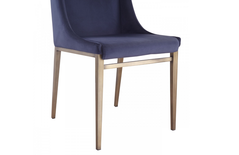 Mobile - Contemporary Blue Velvet & Antique Brass Dining Chair (Set of 2)