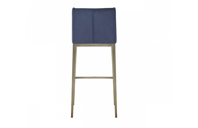 Mobile - Contemporary Blue Velvet & Antique Brass Bar Stool (Set of 2)