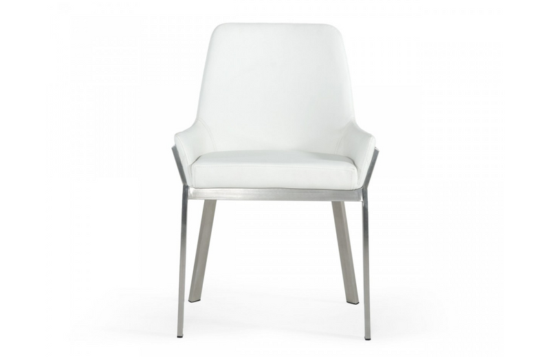 Grove - Modern White & Brushed Stainless Steel Dining Chair