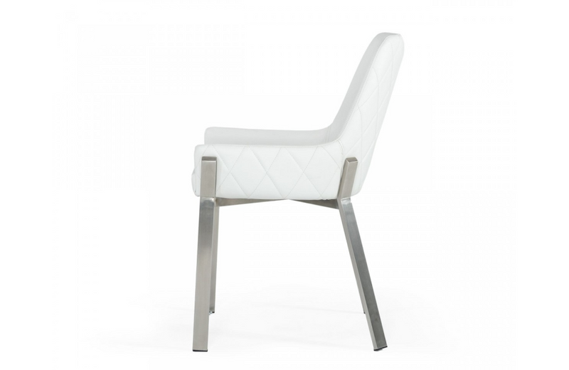 Grove - Modern White & Brushed Stainless Steel Dining Chair