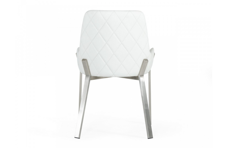 Grove - Modern White & Brushed Stainless Steel Dining Chair