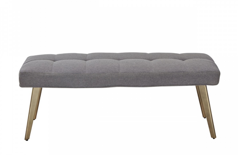 Cary - Contemporary Grey & Antique Brass Bench