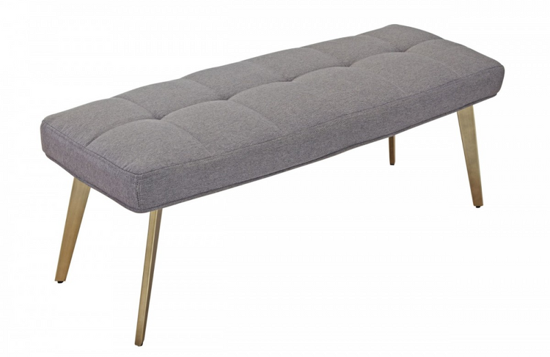 Cary - Contemporary Grey & Antique Brass Bench