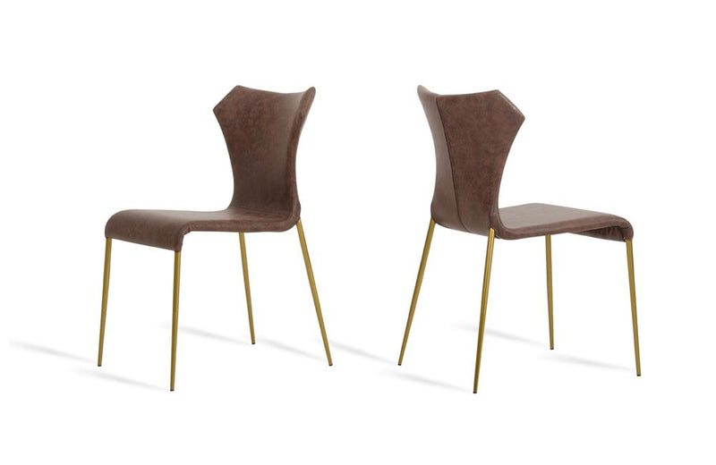 Marcia Modern Cognac & Antique Brass Dining Chair