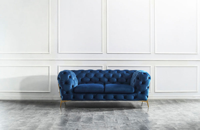 Francheska Blue Fabric Loveseat