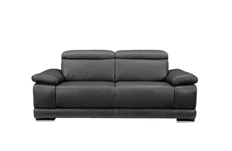 Grace Modern Gray Leather Reclining Loveseat