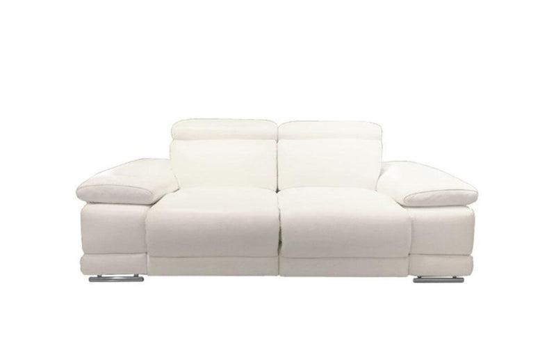 Grace Modern White Leather Reclining Loveseat