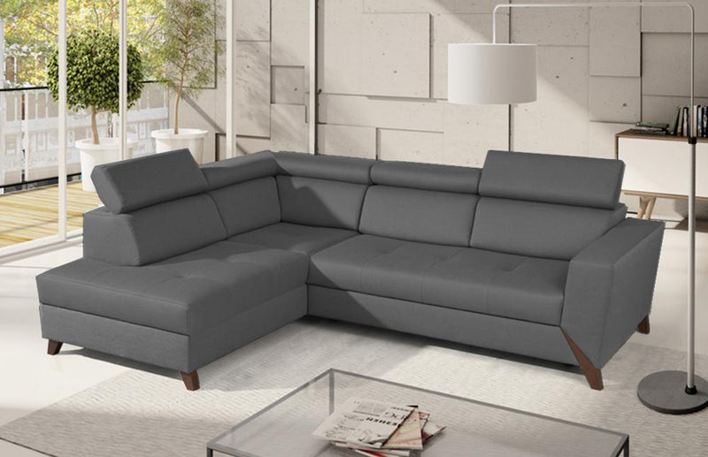 Hamburg Grey Fabric Sectional with bed and storage