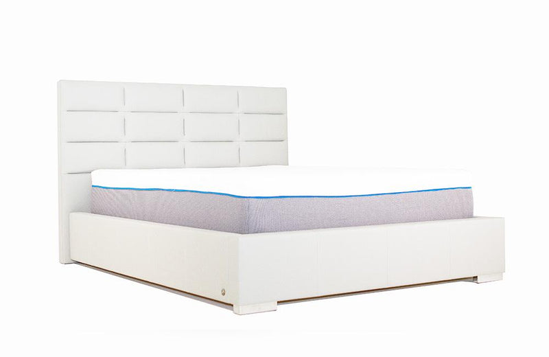 Helga White Upholstered Bed with  Storage by Nordholtz