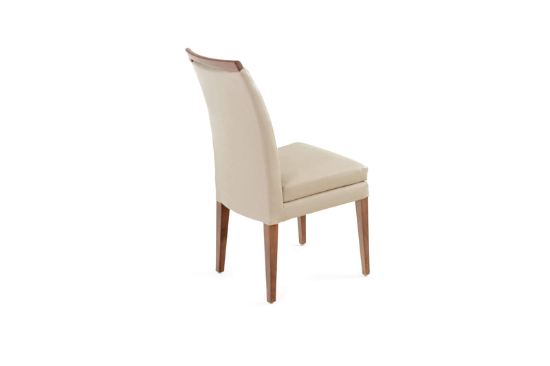 ELKE WALNUT BEIGE LEATHER CHAIR