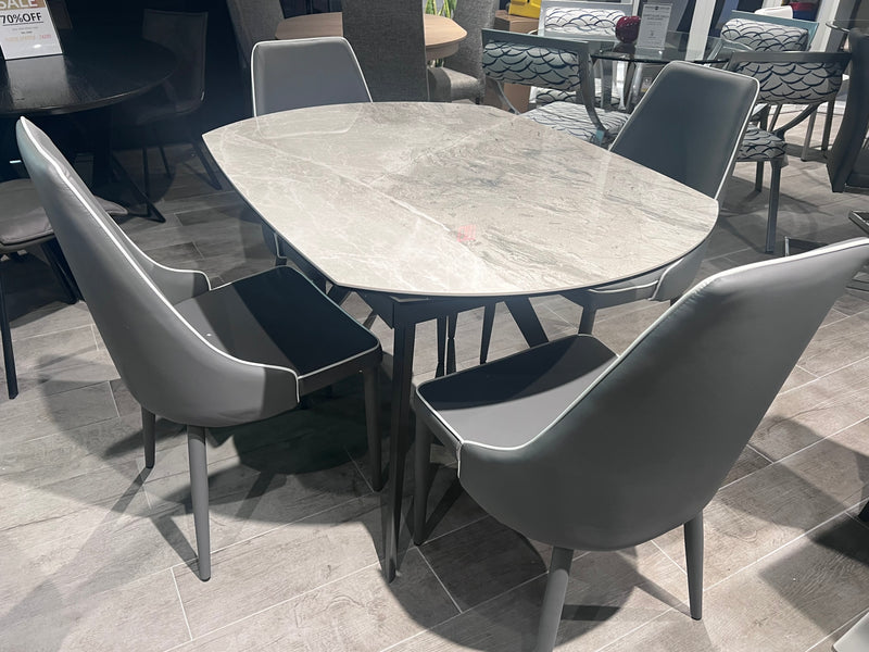 Achille Gray Ceramic Table with two extensions