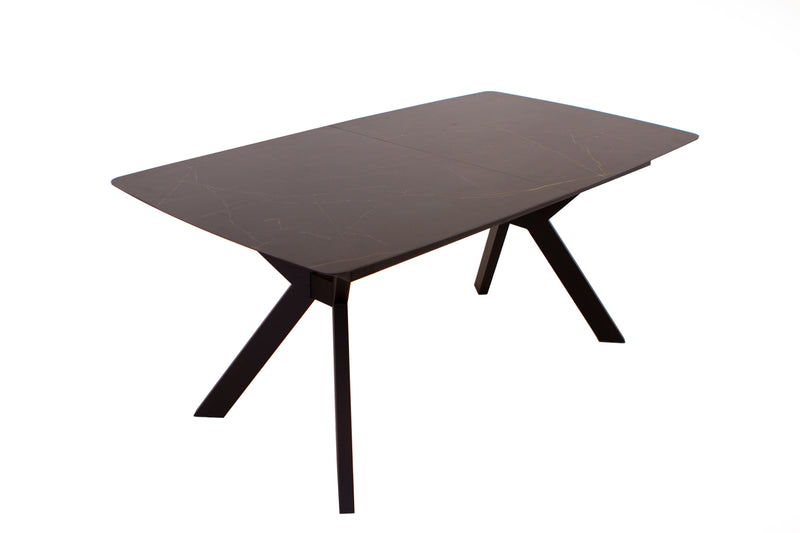 LAVIS BLACK CERAMIC DINING TABLE WITH ONE EXTENSION