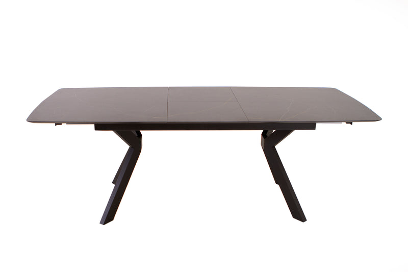 LAVIS BLACK CERAMIC DINING TABLE WITH ONE EXTENSION