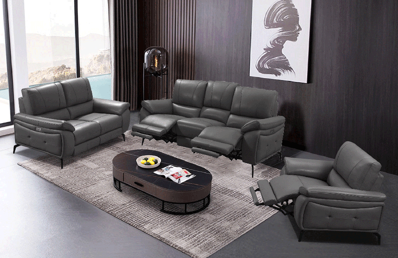 2934 Dark Grey Sofa Set with electric recliners