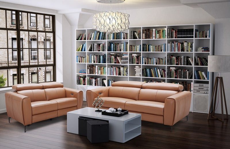 Scuzzo Reclining Motion Sofa Set Caramel