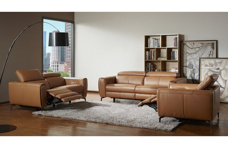 Scuzzo Reclining Motion Sofa Set Caramel