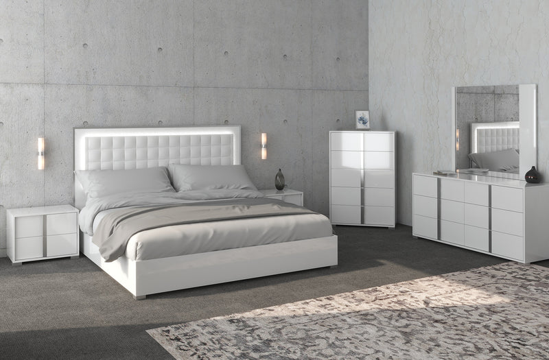 Madrid White Glossy  5 PC King Size Bedroom Set