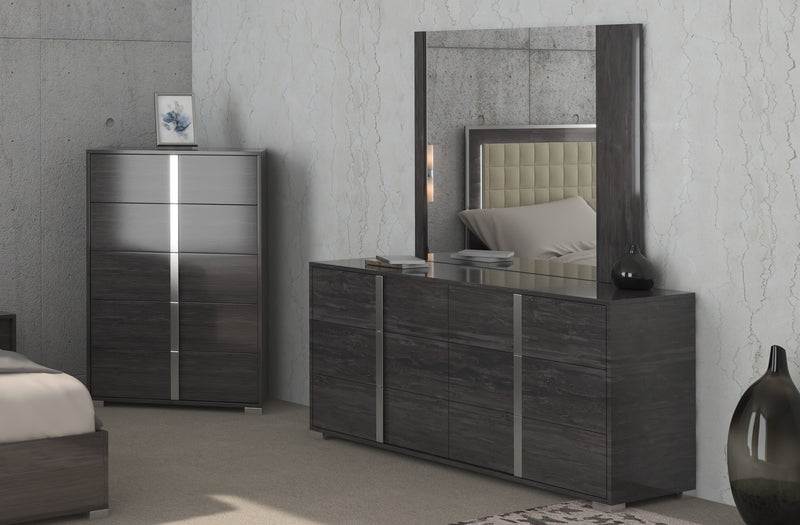 Madrid Glossy Grey 5 PC Bedroom Set