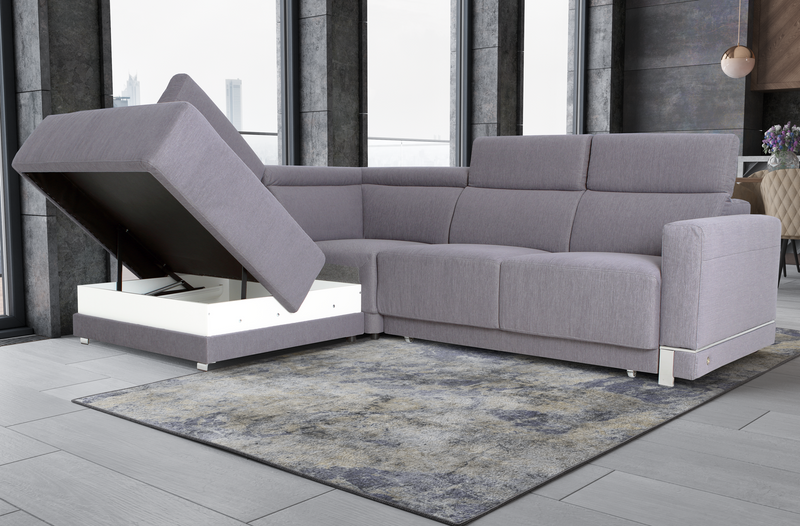 Marburg Gray Sectional with sofa bed and storage