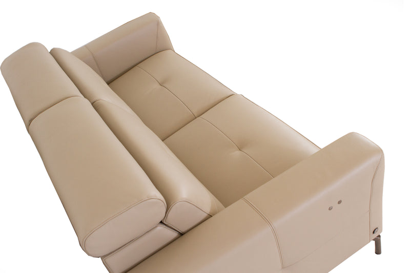 Marco Beige Leather Reclining Sofa