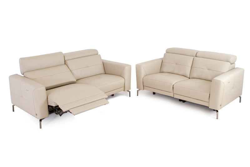 Marco Beige Leather Reclining Sofa