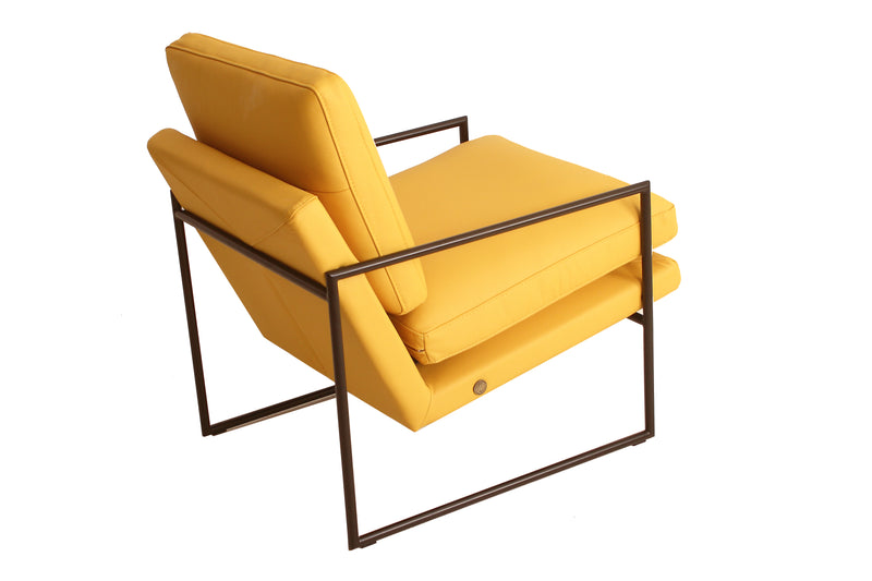 Munich Yellow Leather Modern Accent Chair