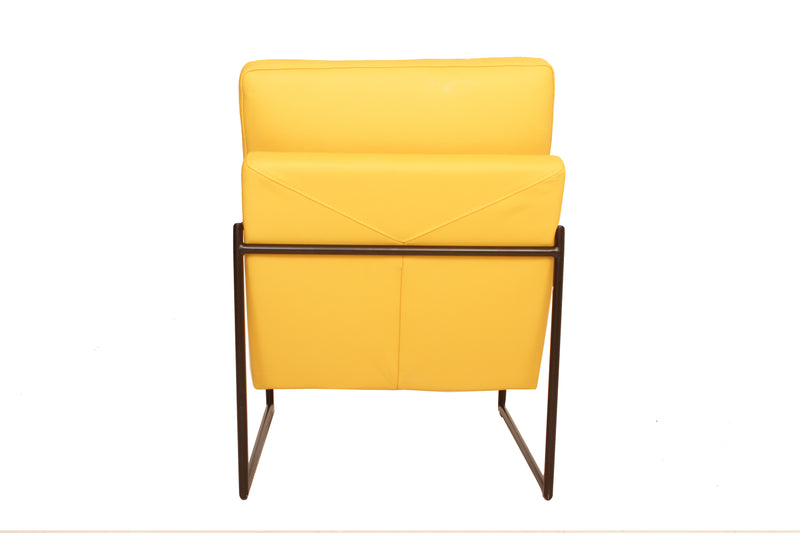 Munich Yellow Leather Modern Accent Chair