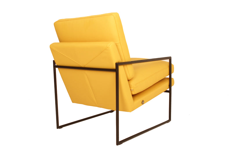 Munich Yellow Leather Modern Accent Chair