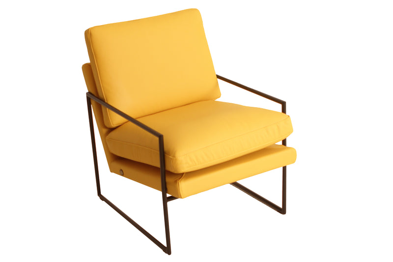 Munich Yellow Leather Modern Accent Chair