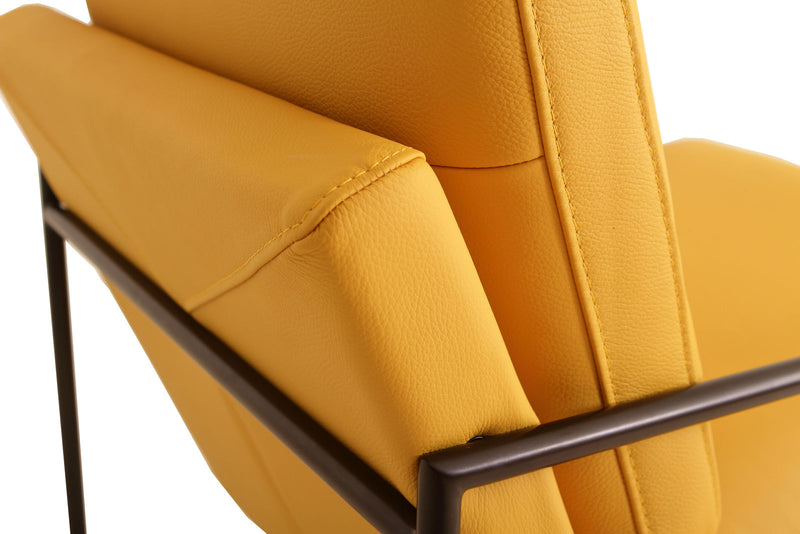 Munich Yellow Leather Modern Accent Chair