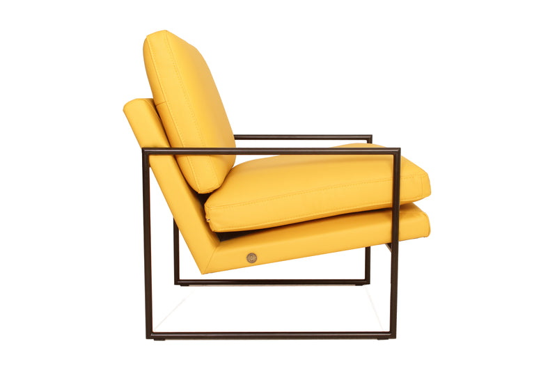 Munich Yellow Leather Modern Accent Chair