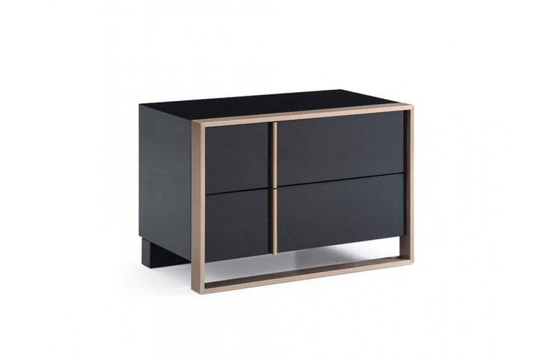 Cartier Modern Black & Brushed Bronze Nightstand