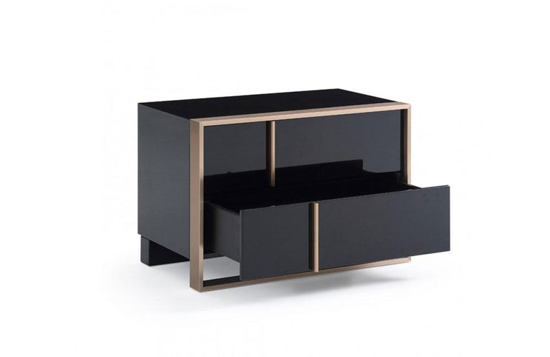 Cartier Modern Black & Brushed Bronze Nightstand