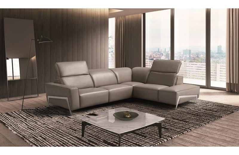 Alvin Gray Leather Reclining Sectional Sofa