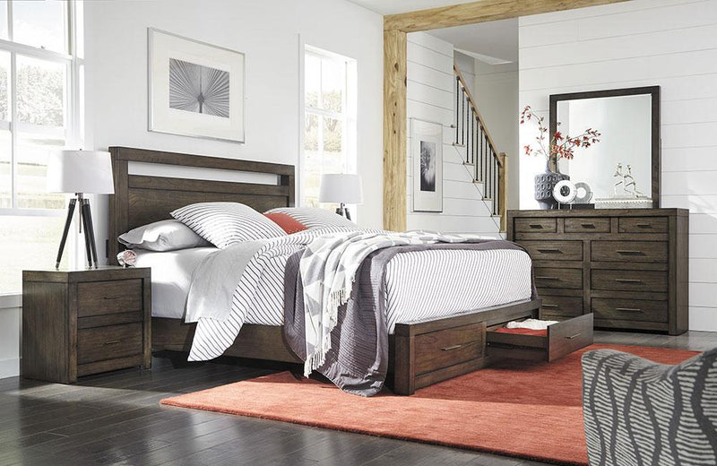 Modern Loft Panel Storage Bed Brownstone