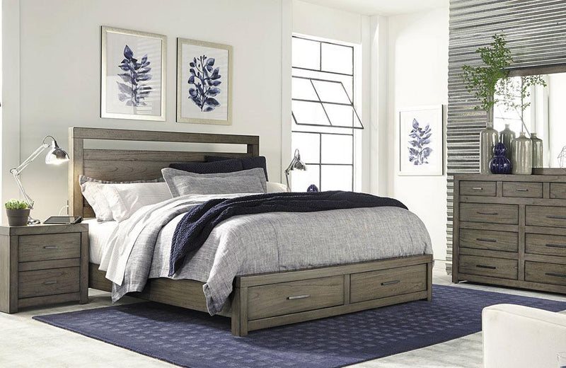 Modern Loft Panel Storage Bed Greystone